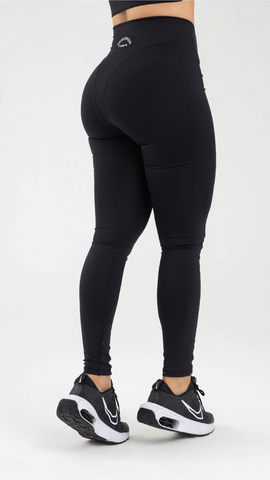 Fiber High Waisted Black Solid Leggings FemL02-A