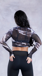 Activewear White Mesh Crop Top Long Sleeve 6630.002