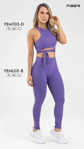 Fiber High Waisted Purple Solid Leggings FemL02-B