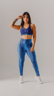 BrandFit blue Snake animal print Workout Two Piece Set: Leggings and sport bra