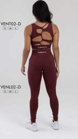 Burgandy Athletic Wear Workout Set 2 Pieces Legging and top