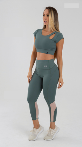 High Waisted Workout Colombian Leggings With Mesh (REF-445