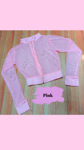 Zip-Up Pink Mesh Jacket