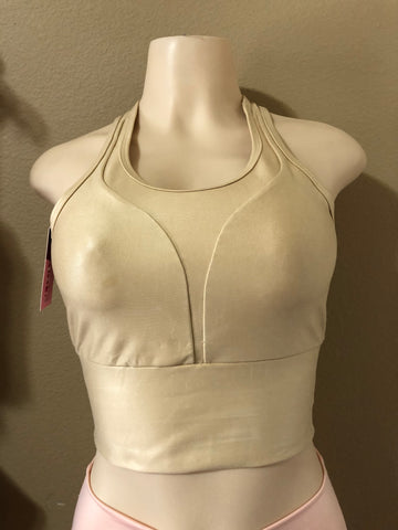 Brandfit Workout Leather look Crop Top racer back