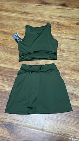 Workout Solid Set two pieces Top and Skirt (Inner Shorts with pockets)
