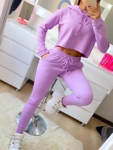 JDEFEG Two Piece Pants Outfits Sweat Suits for Women Set Two Piece Outfits  Pullover Tracksuit Long Sleeve Sweatshirt Yoga Jogging Pants Lavender Dress